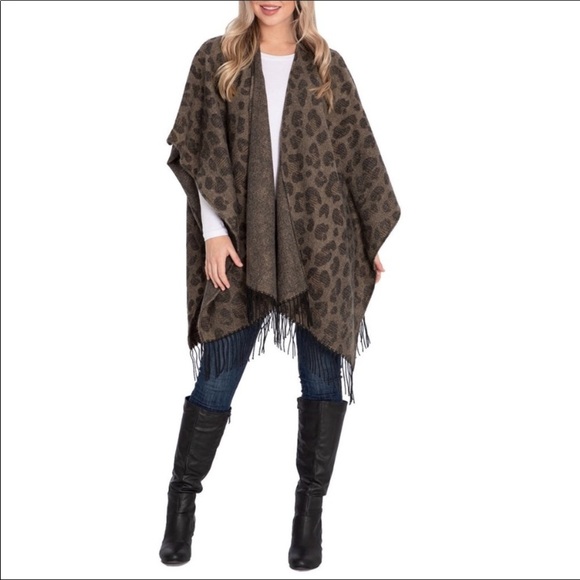 - Woolrich Blanket Wrap Shawl Leopard Print One Size - Picture 2 of 6